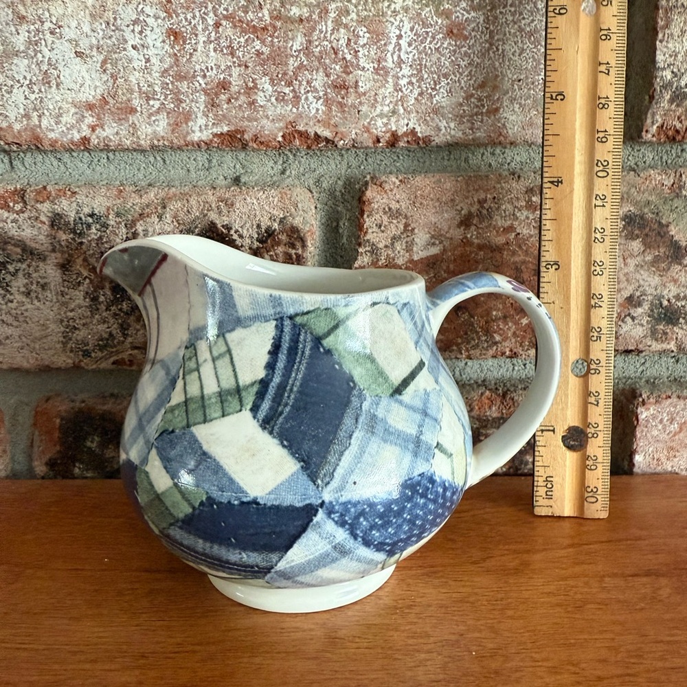 Ralph Lauren Wedgwood Blue and Green Patchwork Ceramic Creamer